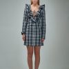 Ganni Check Cotton Mini Dress Black 099 Hot