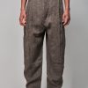 Ziggy Chen Pleated Straight Leg Wide Trousers, Grey New