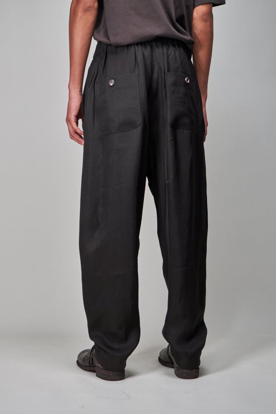 Ziggy Chen Tapered Tailor Drawstring Trousers, Black Wholesale