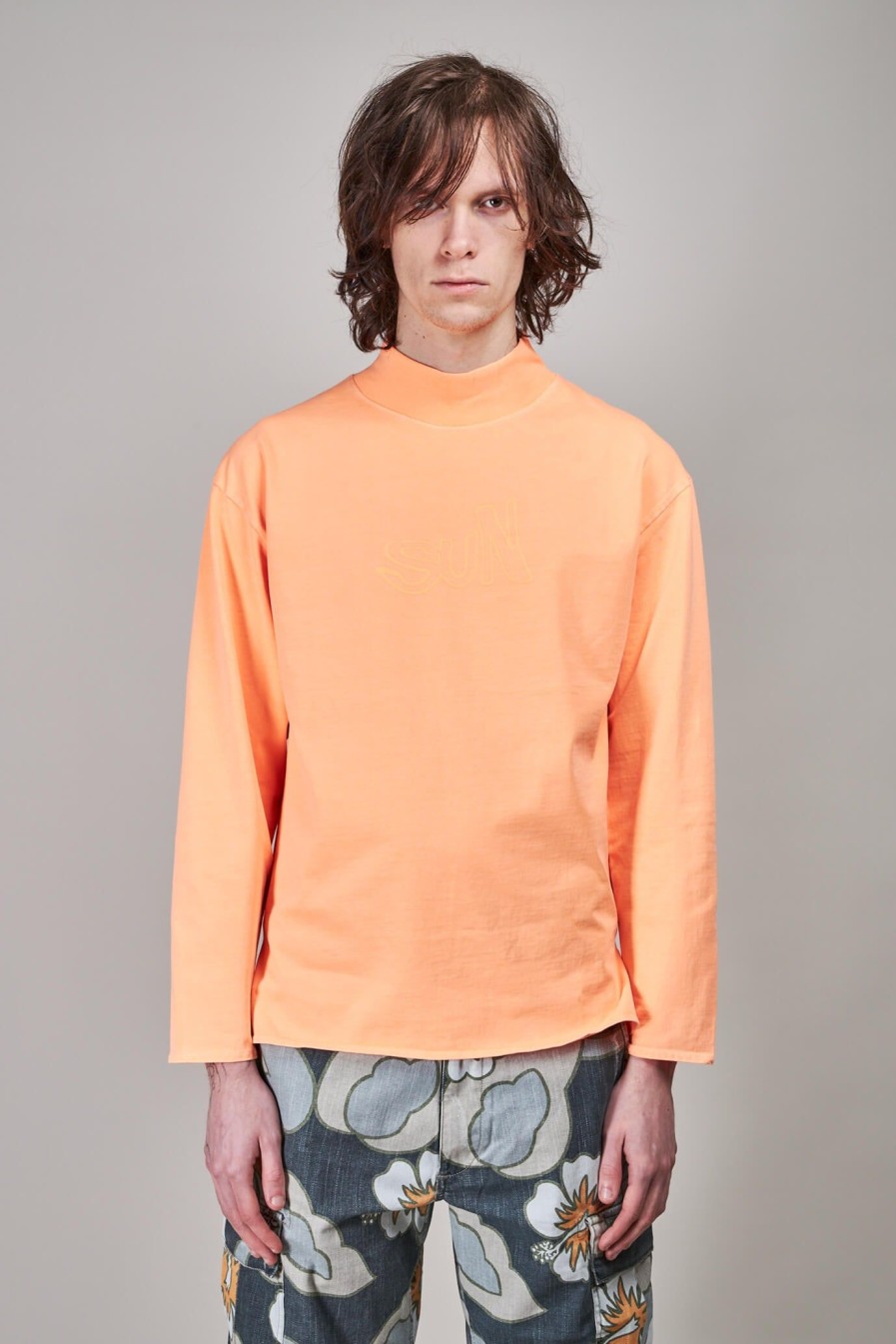 ERL Mockneck Longsleeve T-Shirt Knit , Orange Online