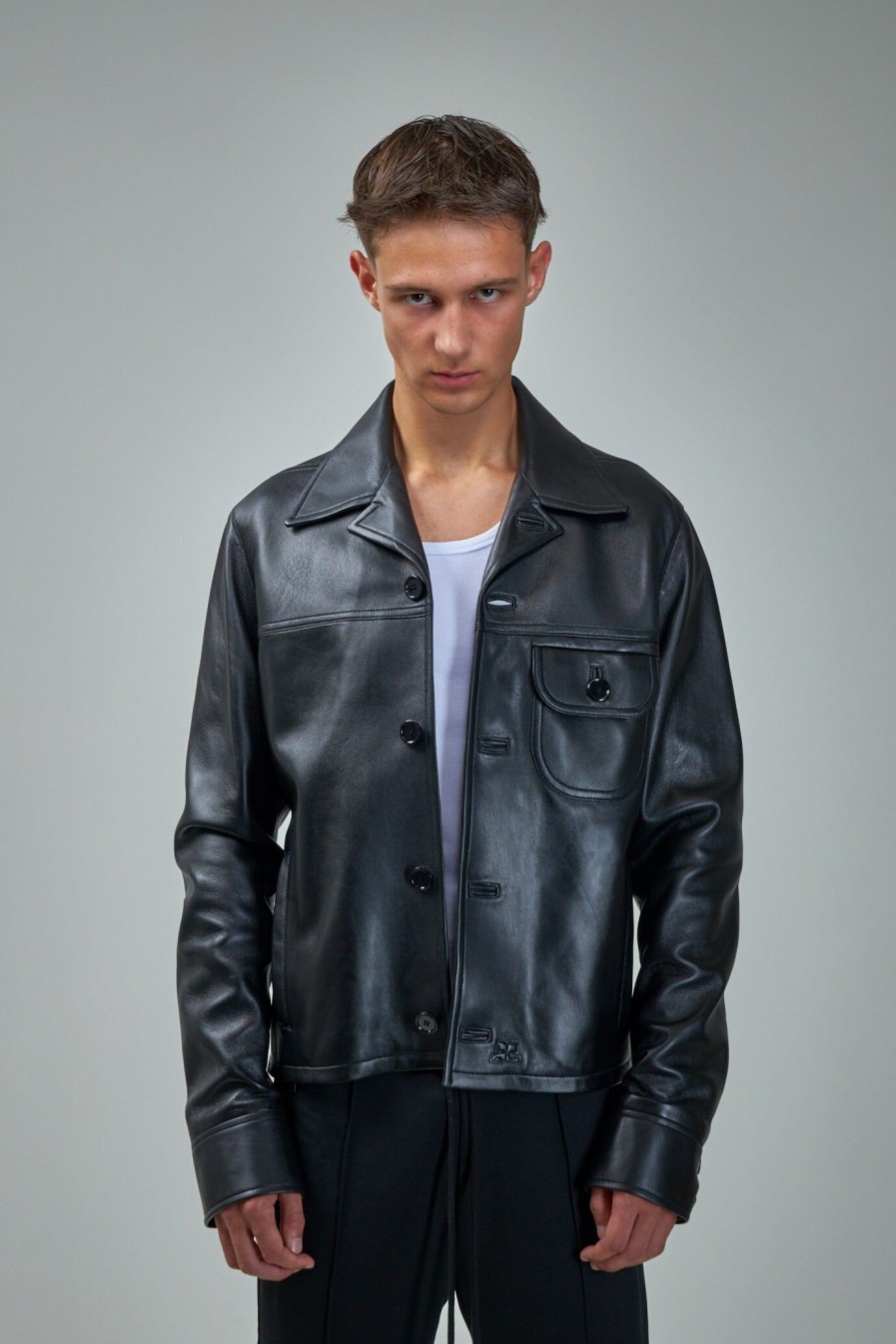 Courrèges Single Pocket Leather Jacket Best