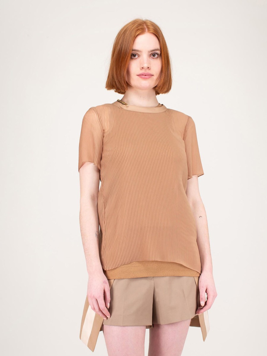 Sacai Chiffon X Jersey T-Shirt Knit Hot