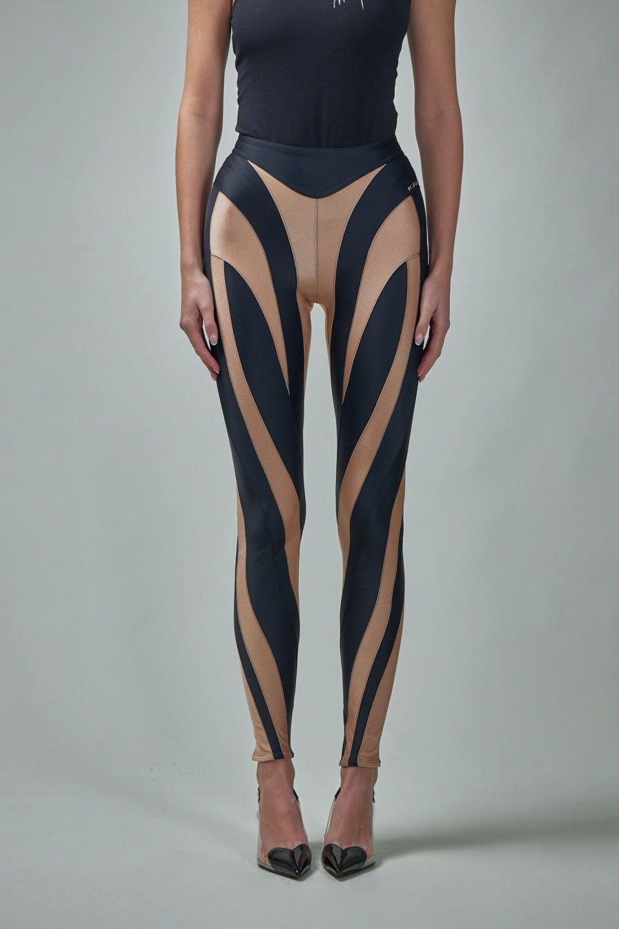 Mugler Bi-Color Spiral Leggings Best