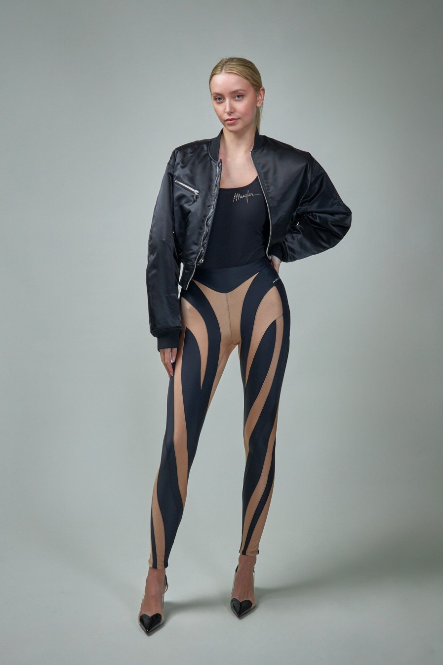 Mugler Bi-Color Spiral Leggings Best