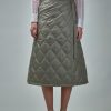 Ganni Shiny Quilt Midi Skirt Fallen Rock 019 Hot