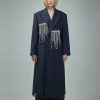 Frenken Frill Coat Navy Crystal Fringe Clearance