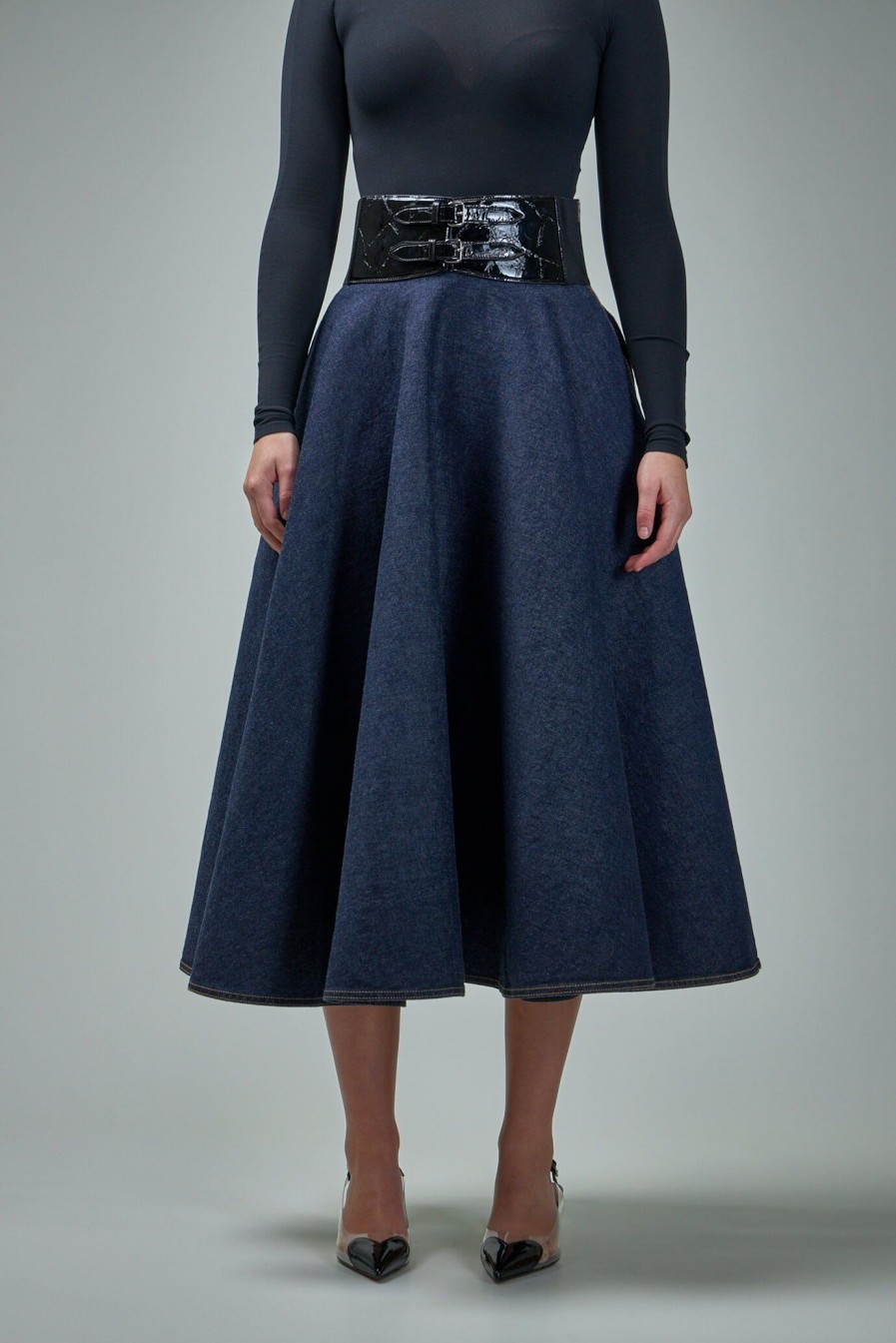 Alaïa Belt Skirt Brut Denim Best