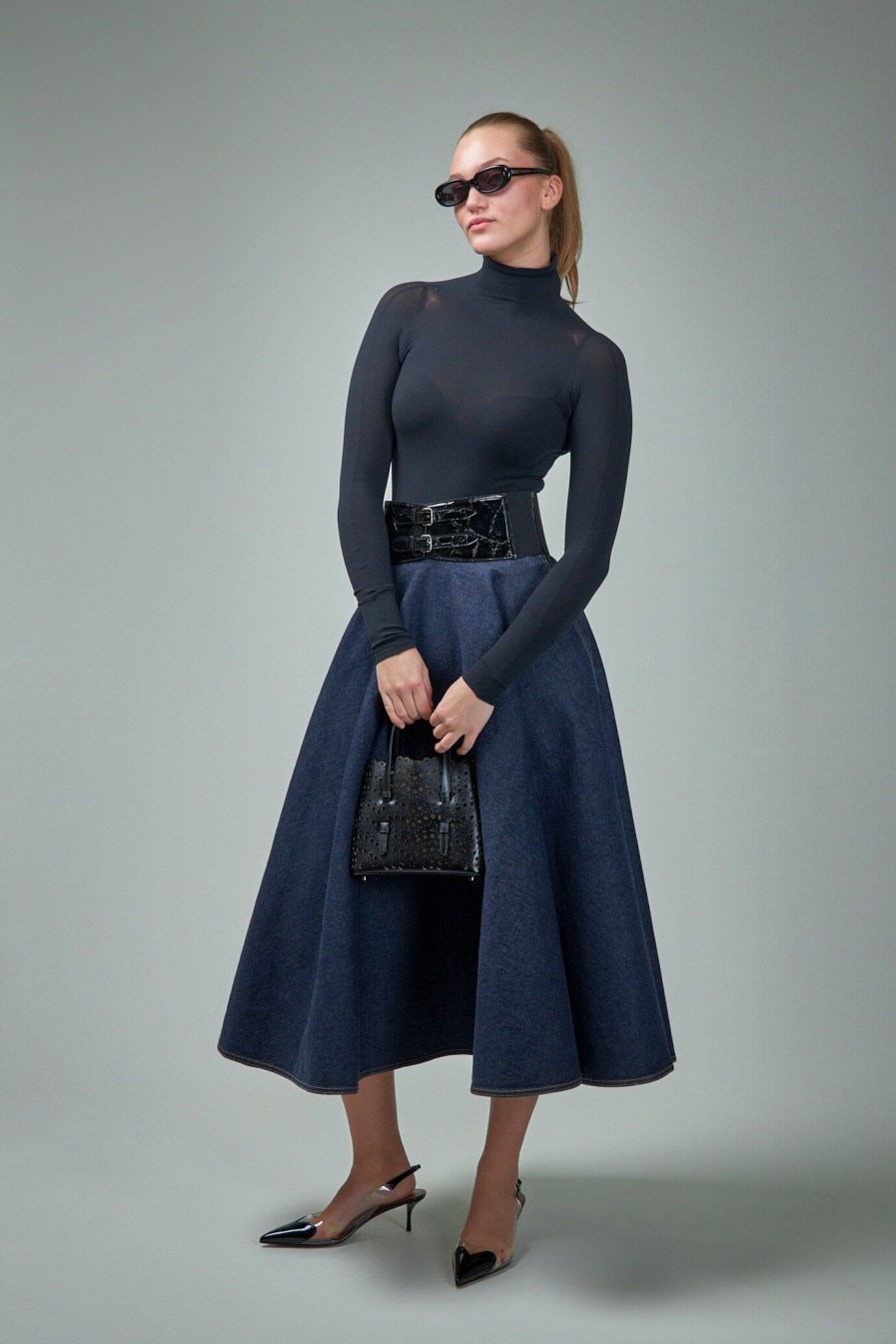 Alaïa Belt Skirt Brut Denim Best