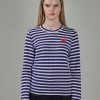 PLAY Comme des Garçons Ladies T-Shirt Knit Navy White Stripes Wholesale