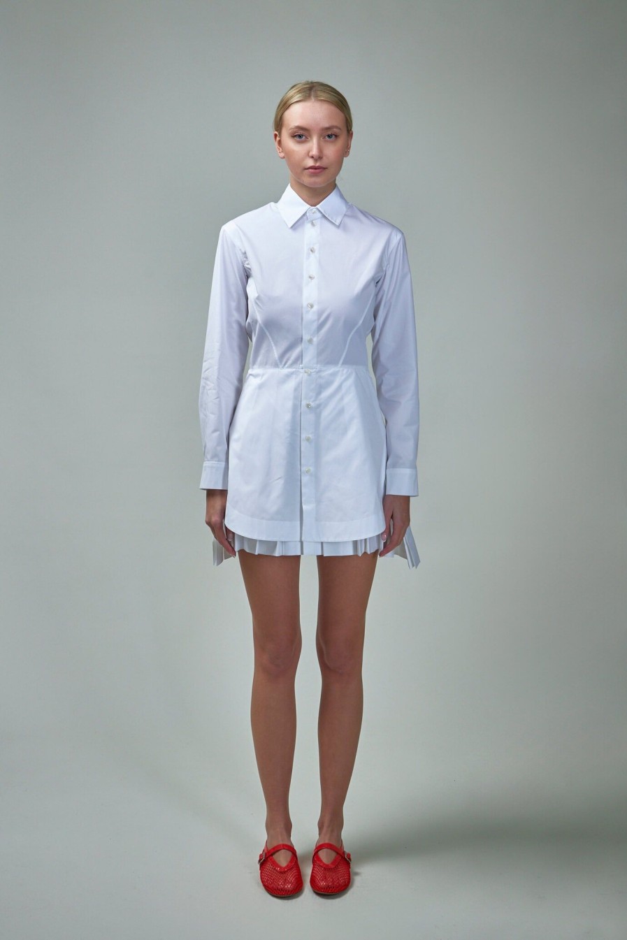 Alaïa Shirt Dress Blended Poplin Clearance