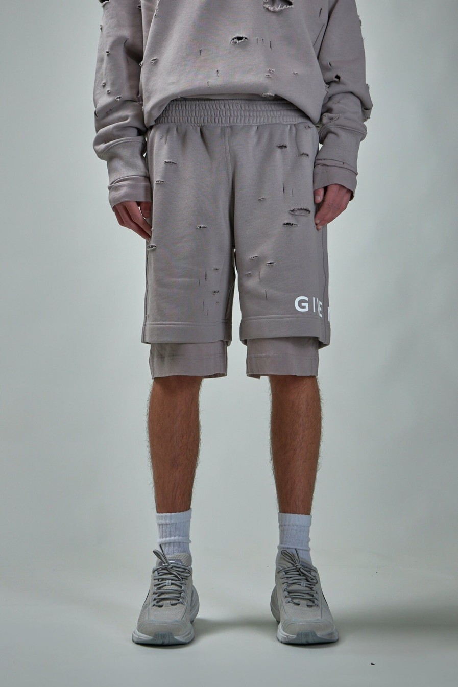 Givenchy Archetype Bermuda Shorts With Destroyed Effects Best