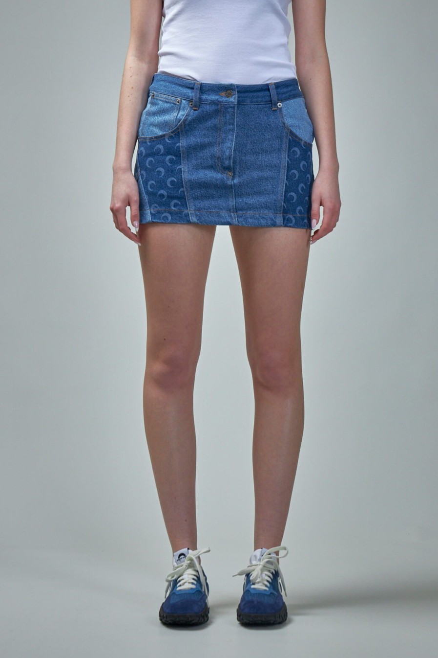 Marine Serre Regenerated Denim Mini Skirt Best