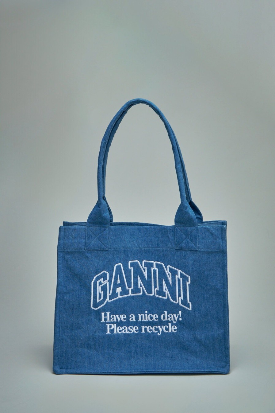 Ganni Large Easy Shopper Denim Wholesale