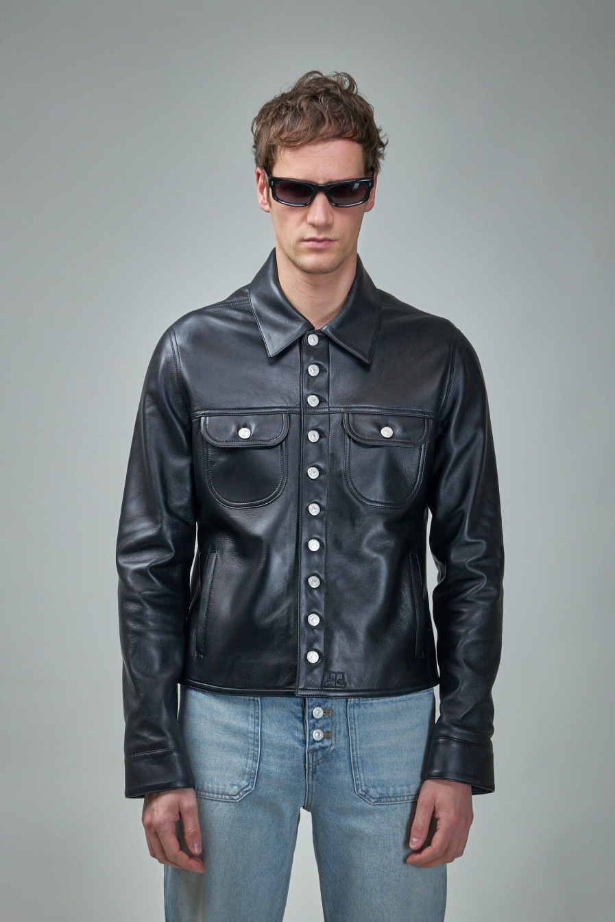 Courrèges Multiflex Leather Trucker Jacket Online