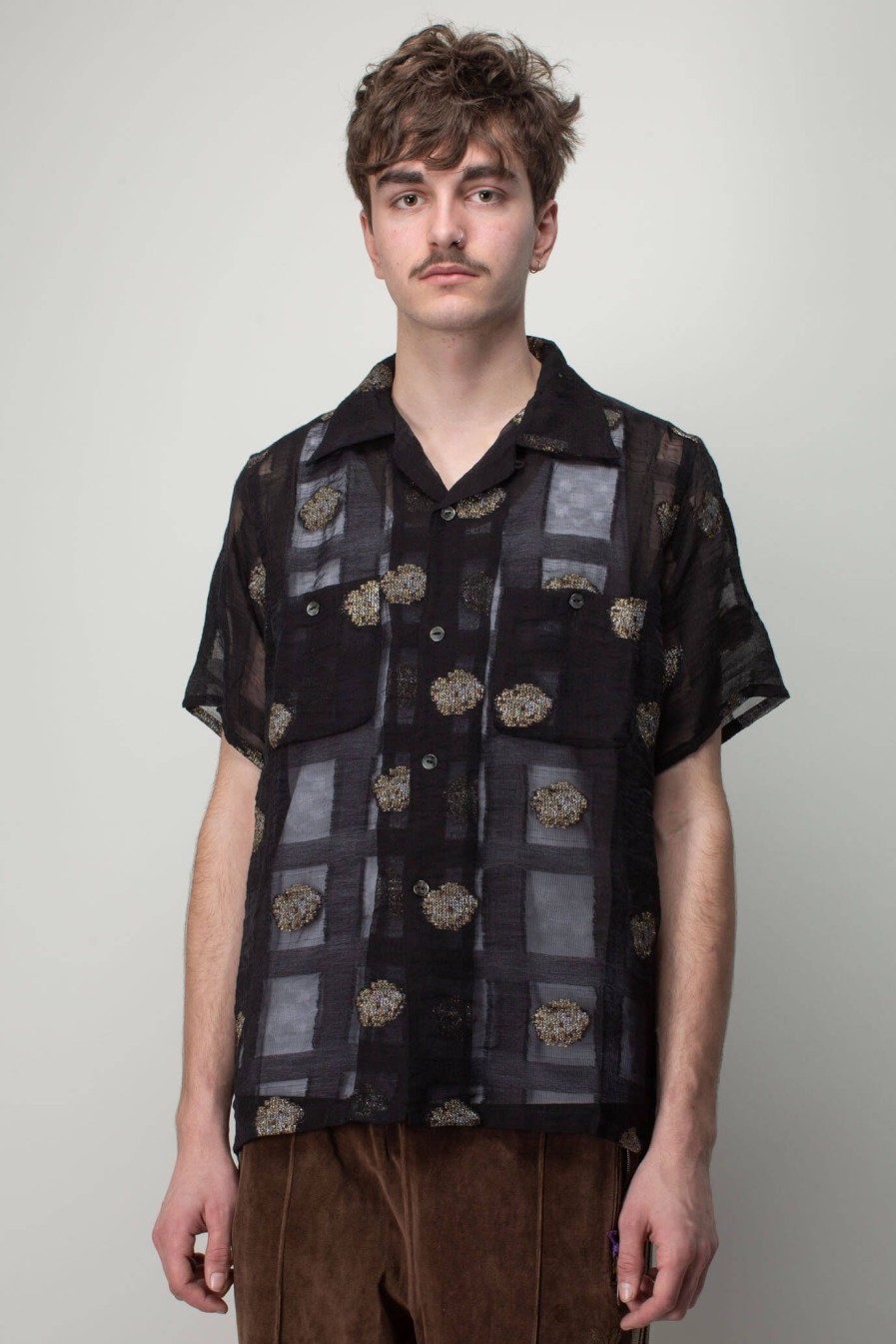 Needles S/S One-Up Shirt - Oriental Lame Jq New