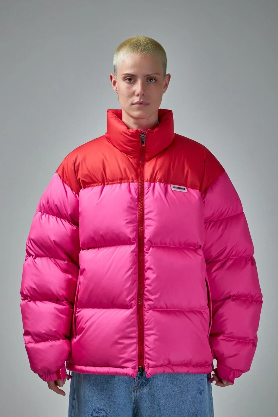 Vetements Hot Pink Logo Puffer Jacket Hot