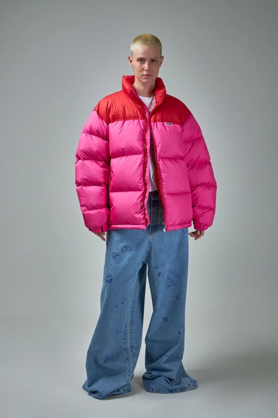 Vetements Hot Pink Logo Puffer Jacket Hot