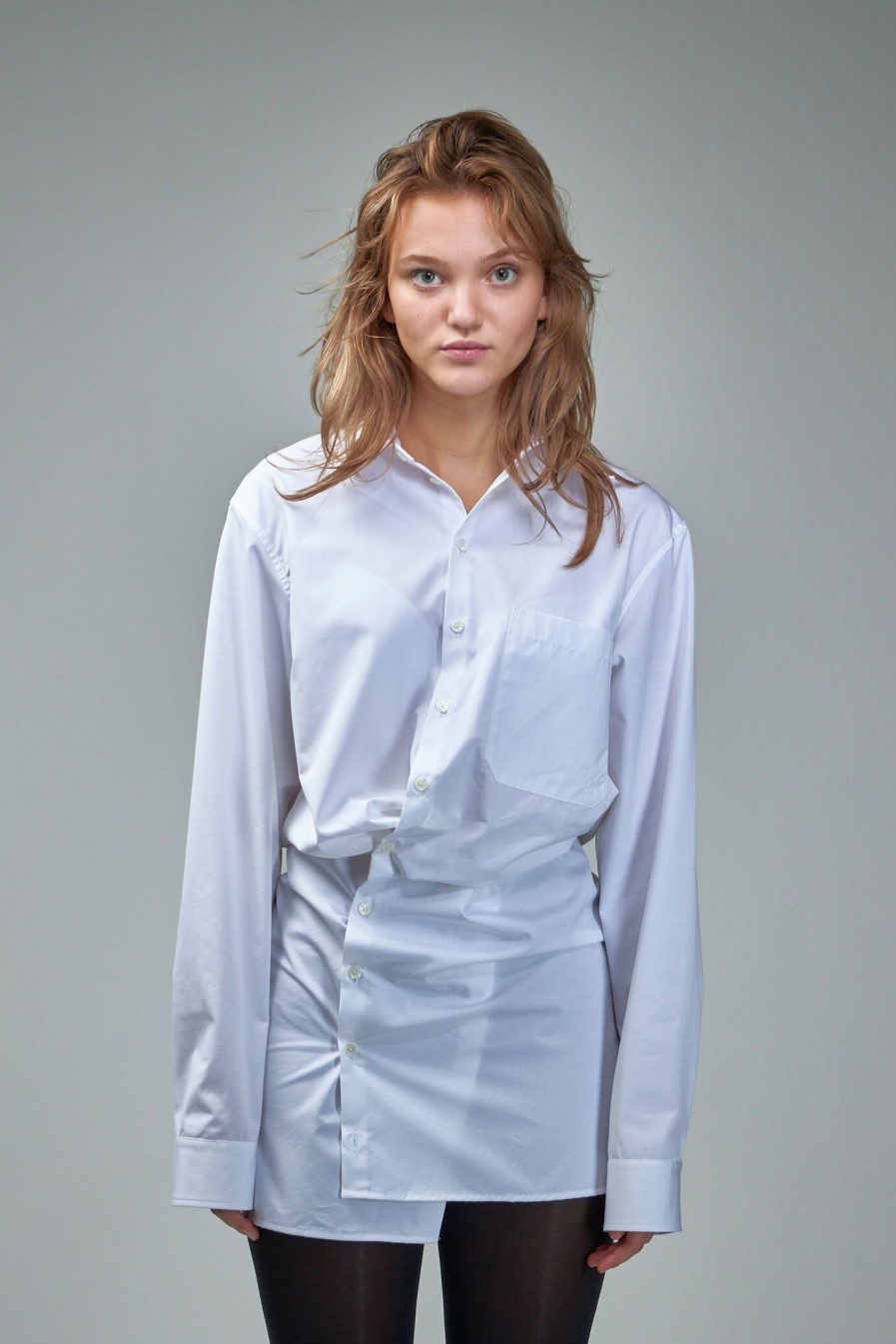 Off-White Poplin Twist Shirt Dress Hot