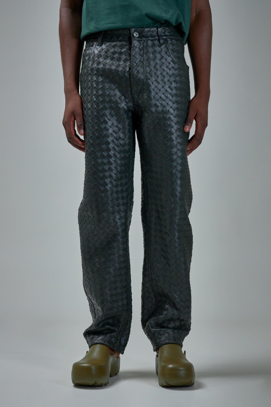 Bottega Veneta Trousers Leather Intrecciato Clearance