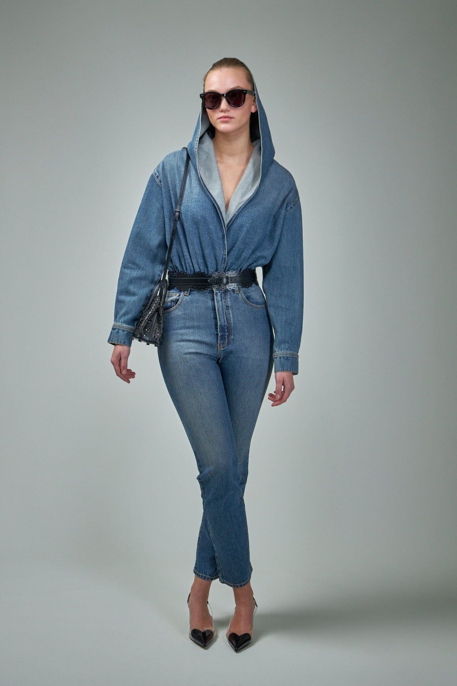 Alaïa High Waist Pan Stone Denim Wholesale