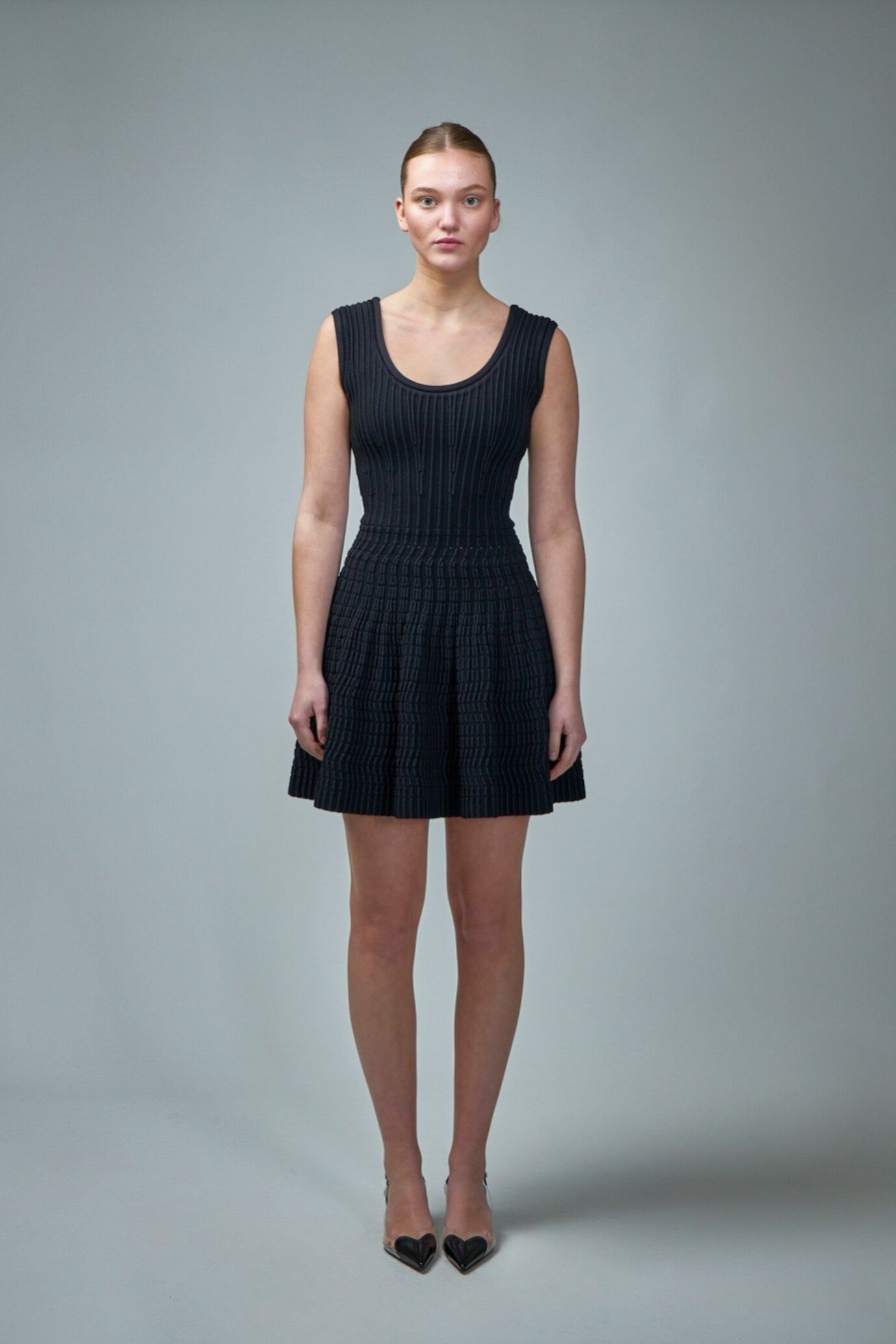 Alaïa Short Dress Optical Frills Best