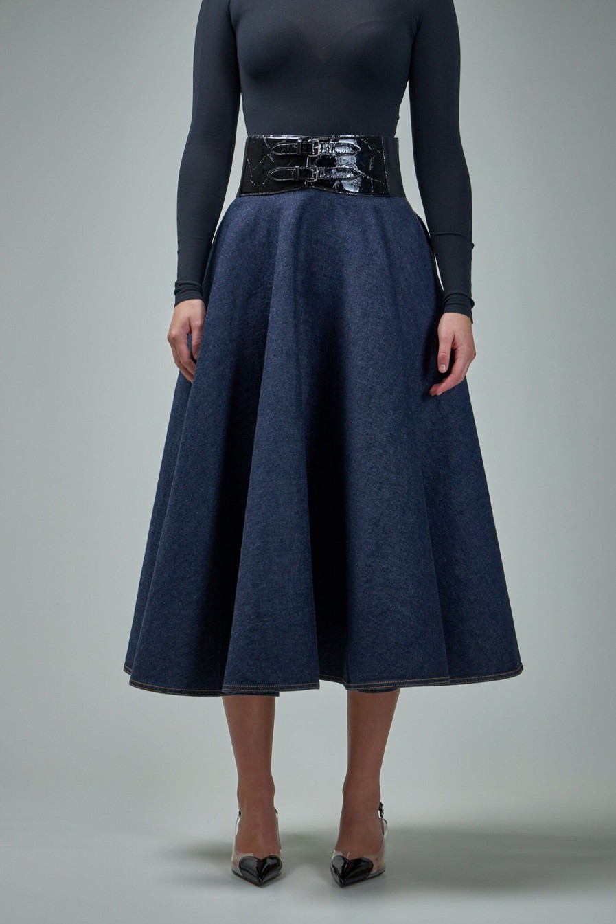 Alaïa Belt Skirt Brut Denim Hot