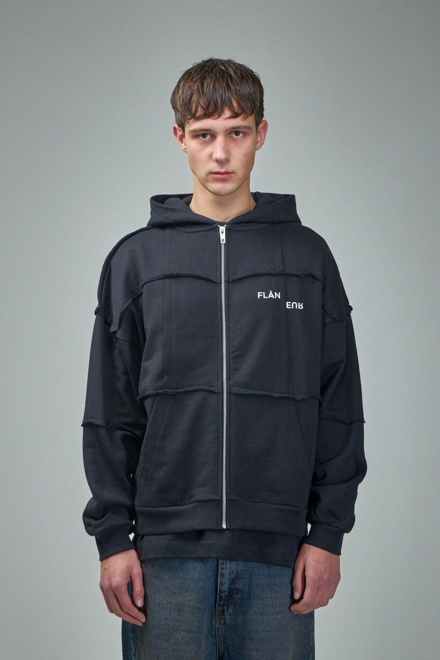 FLÂNEUR Cut And Zip-Up Hoodie Hot