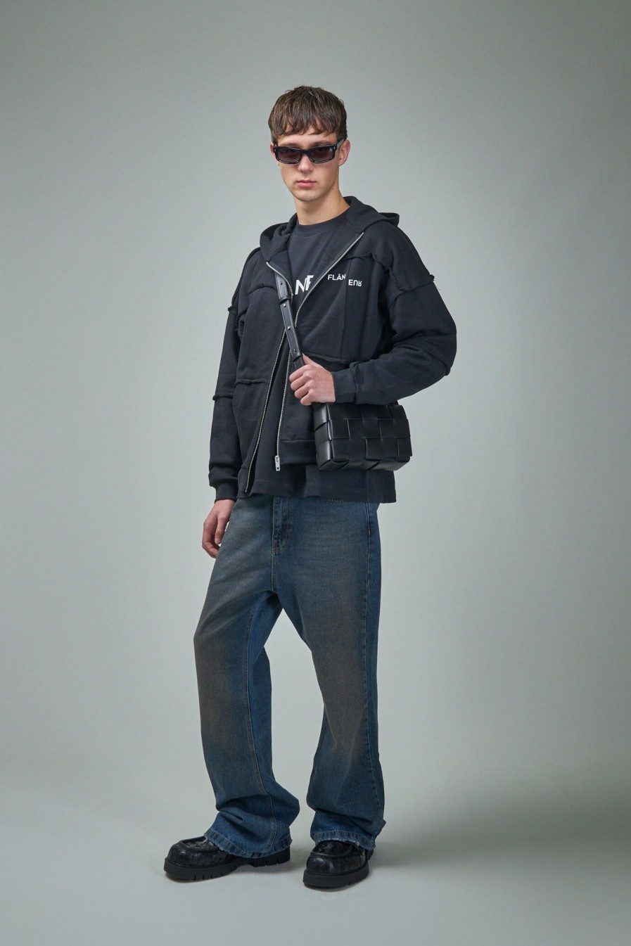 FLÂNEUR Cut And Zip-Up Hoodie Hot