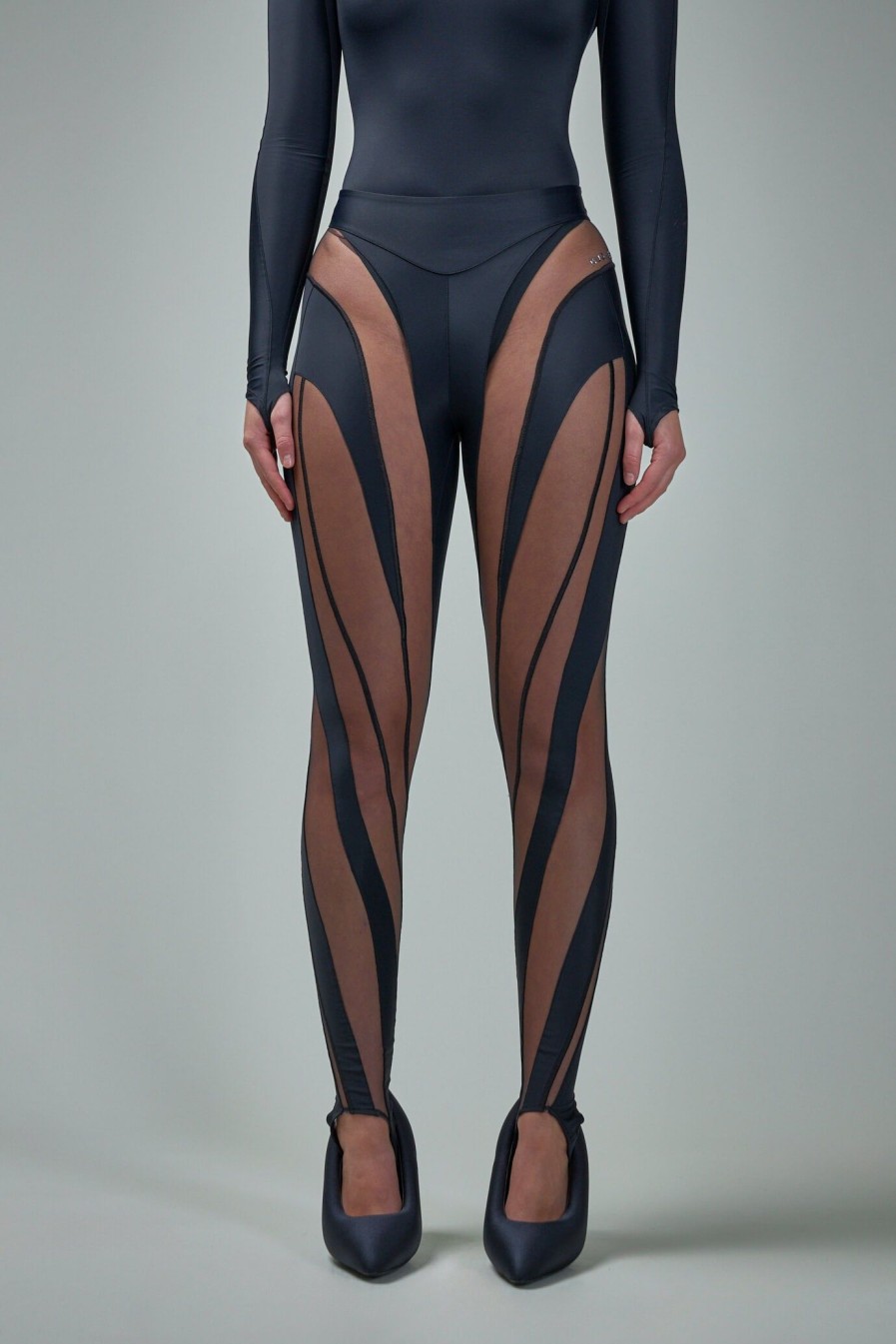 Mugler Sheer Spiral Leggings Hot