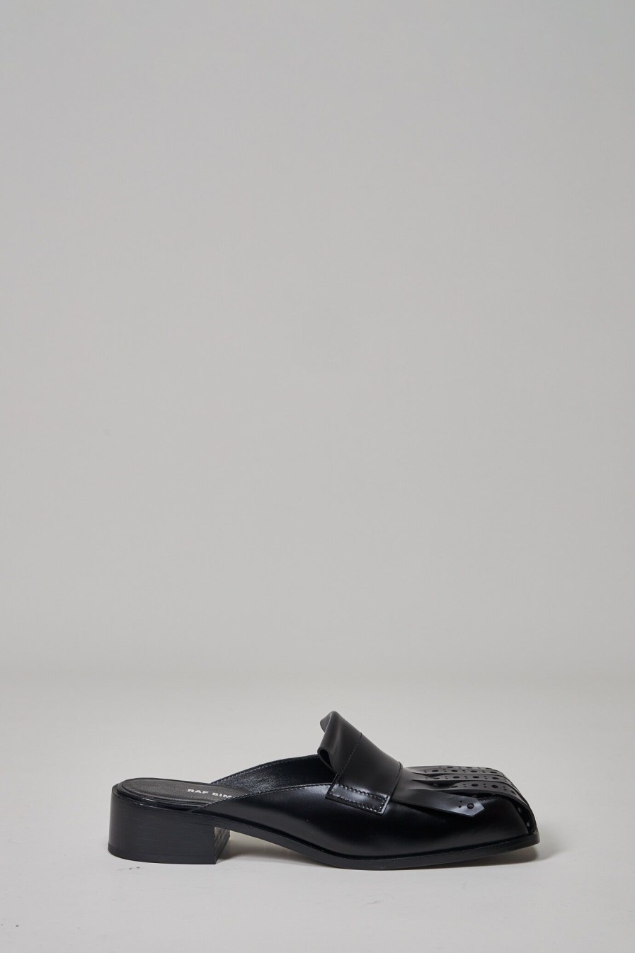 Raf Simons Brogues Loafer Mules With Fringes, Black Online