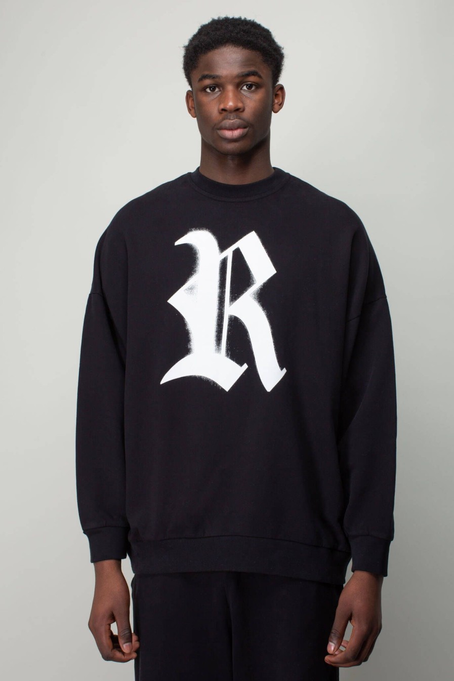 Raf Simons Oversized Crewneck Sweater With R Print Clearance