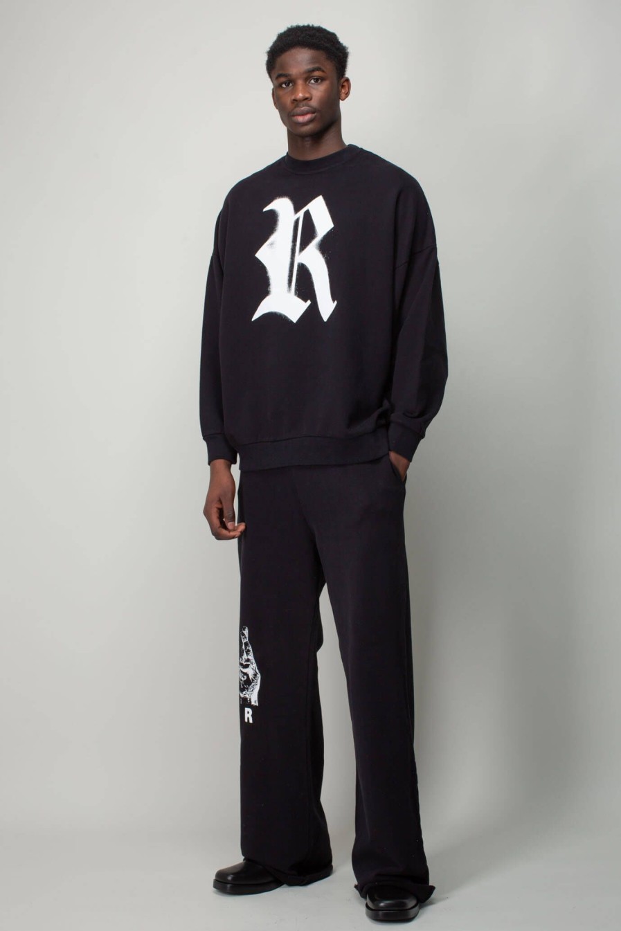 Raf Simons Oversized Crewneck Sweater With R Print Clearance