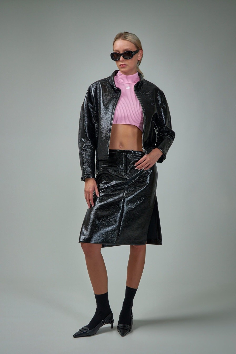 Courrèges Double Slits Vinyl Skirt Hot