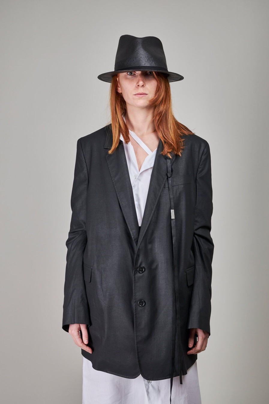 Ann Demeulemeester Agnes Slouchy Jacket Waxed , Black Hot