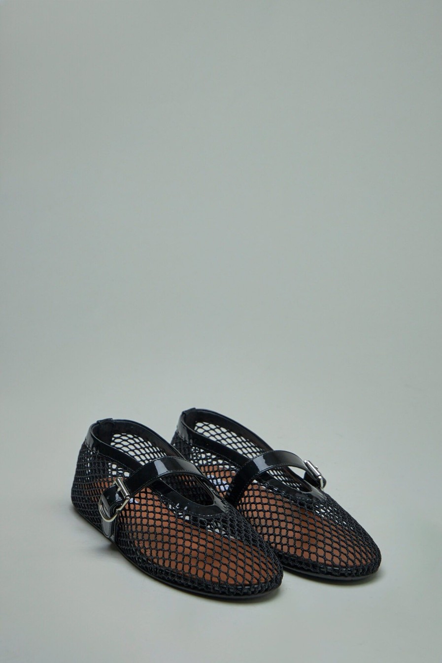 Alaïa Ballerina Strap Fishnet Patent Calfskin New