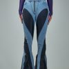 Mugler Bi-Material Spiral Flared Jeans Hot