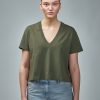 Courrèges V Neck Cropped T-Shirt Clearance