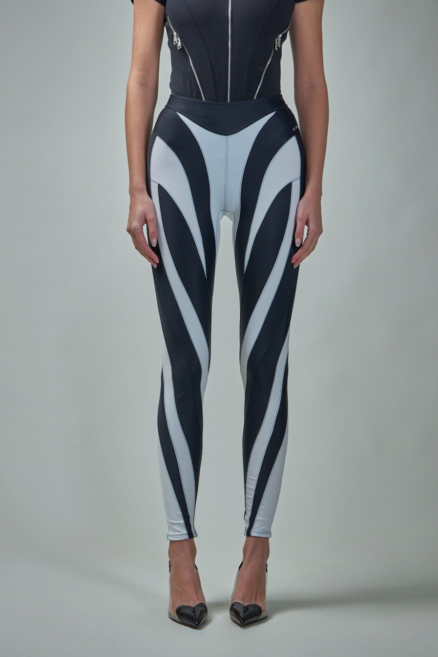 Mugler Bi-Color Spiral Leggings Clearance