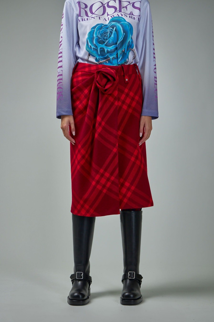 Burberry by Daniel Lee Check Wool Skirt Online