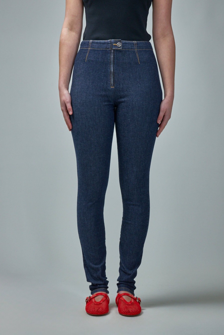 Alaïa Legging Pants Stretch Brut Denim Hot