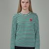 PLAY Comme des Garçons Ladies T-Shirt Knit Green White Stripes Clearance