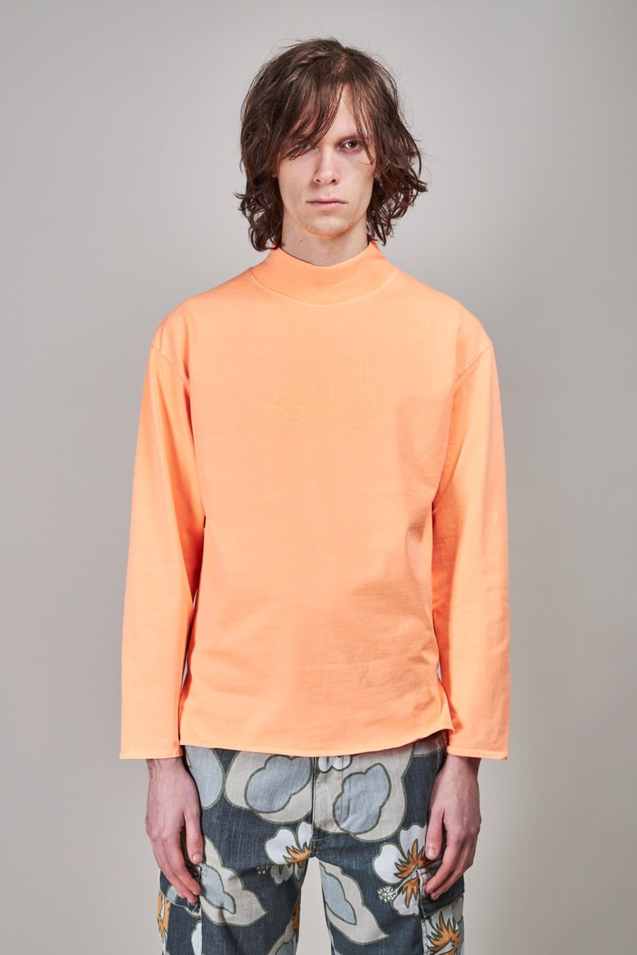 ERL Mockneck Longsleeve T-Shirt Knit , Orange Wholesale